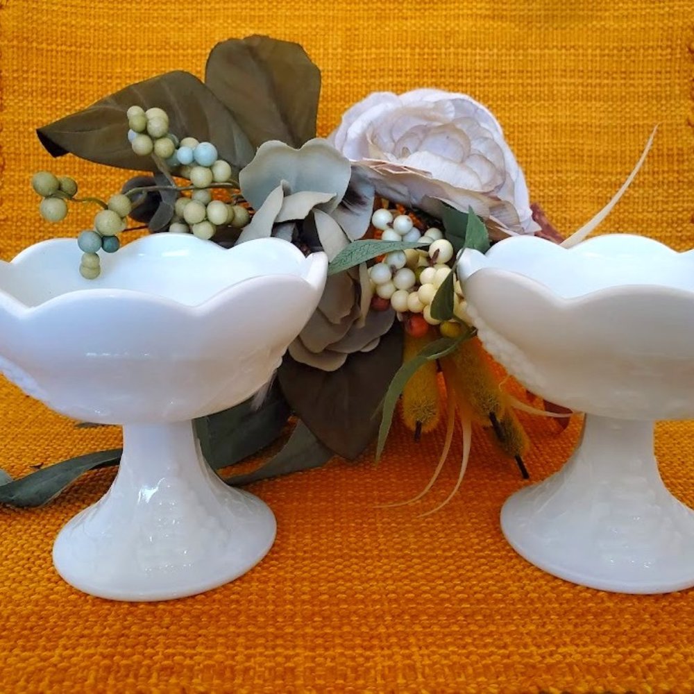 1960's Indiana Colony Milk Glass Candle Holders